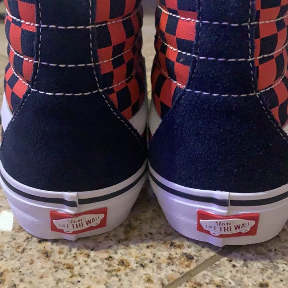 VANS | Checkerboard Sk8-Hi Pro Navy/Orange Shoes - Picture 5 of 7